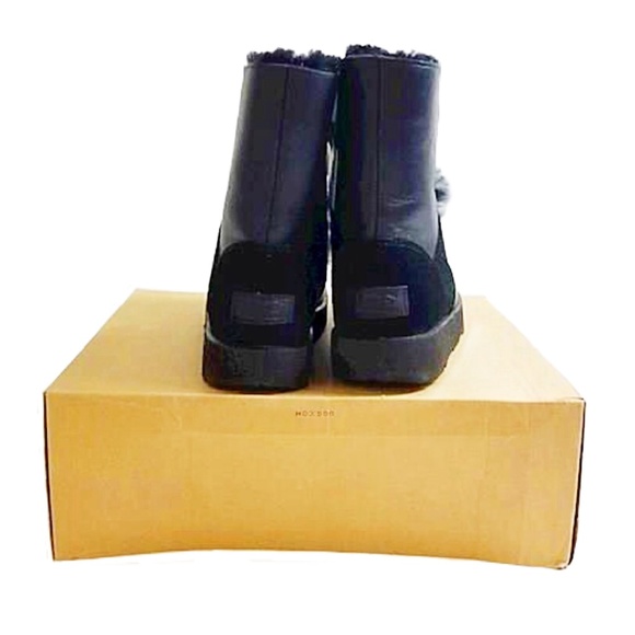 UGG Isley Black Waterproof Leather Pom Pom Boots, Size 6 - Picture 7 of 15